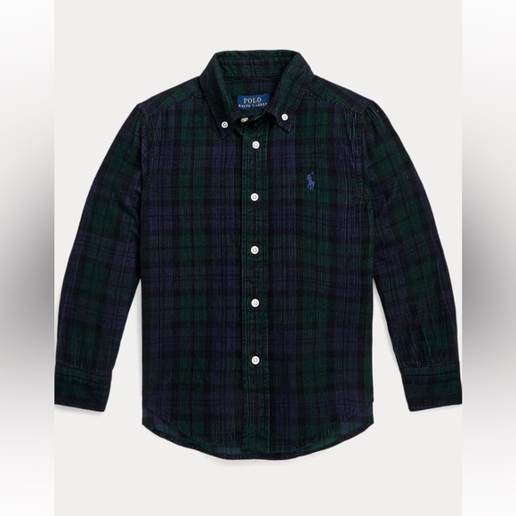 Ralph Lauren Kids Green and Blue Plaid Button Down Shirt - Picture 7 of 8